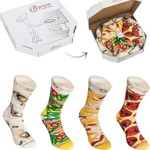 Pizza Box Socks - 4 pairs MIX Hawaii Italian Pepperoni Cotton Socks 9.5-13
